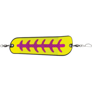Bright fishing lure with pink design