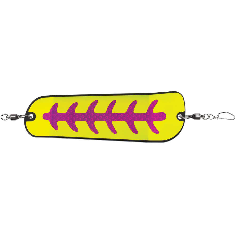 Bright fishing lure with pink design