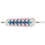 Fishing lure with reflective pattern and hooks.