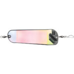 Reflective fishing flasher with swivel connectors.