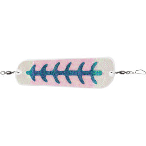 Colorful fish-shaped fishing lure with hooks