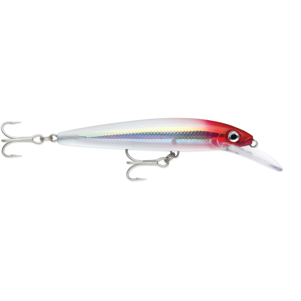 Fishing lure with red head and silver body.