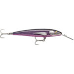 Purple fishing lure with hooks