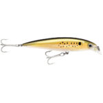 Gold fishing lure with treble hooks