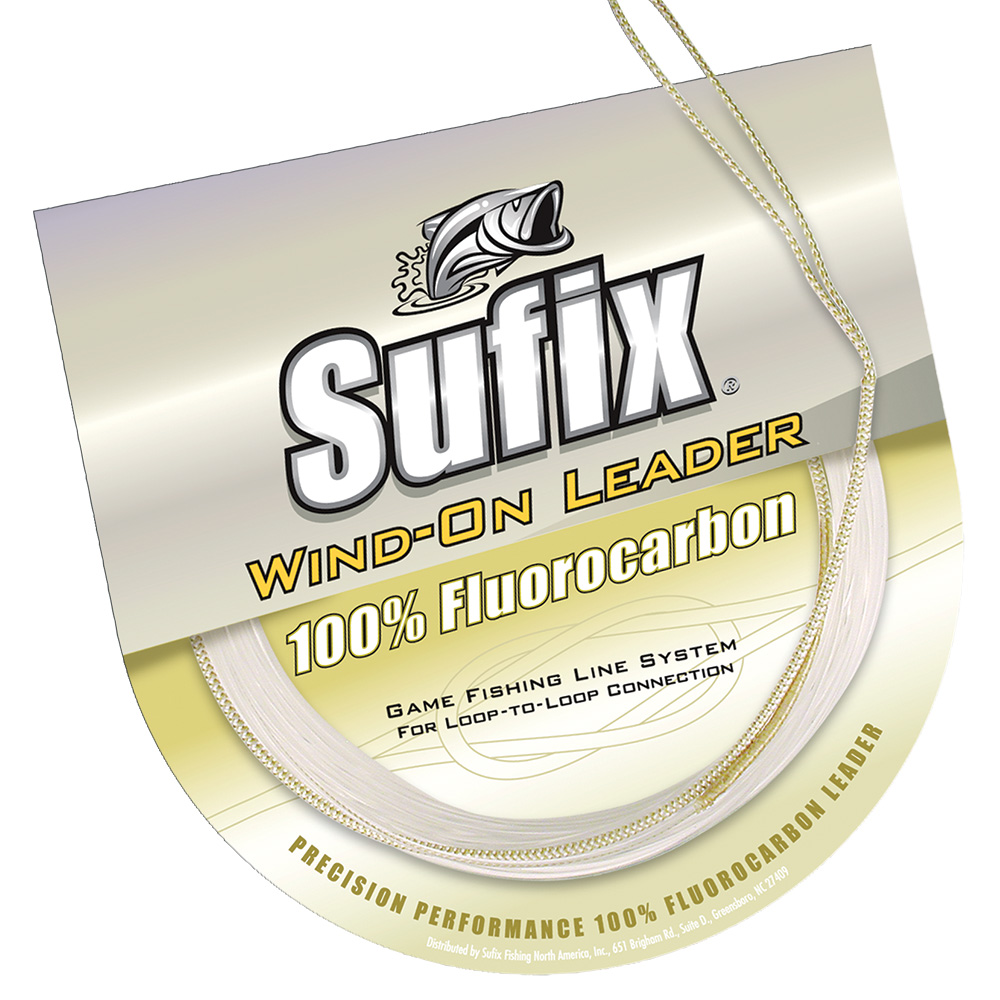 Sufix fluorocarbon fishing line packaging design.