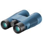 Blue binoculars with textured grips