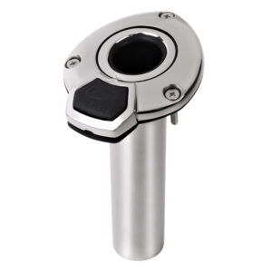Stainless steel fishing rod holder, mounted style.