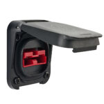 Black charging socket with protective cover
