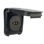 Black socket with protective cover open