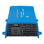 Blue power inverter with AC output socket