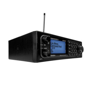 Uniden trunking scanner with display and controls.