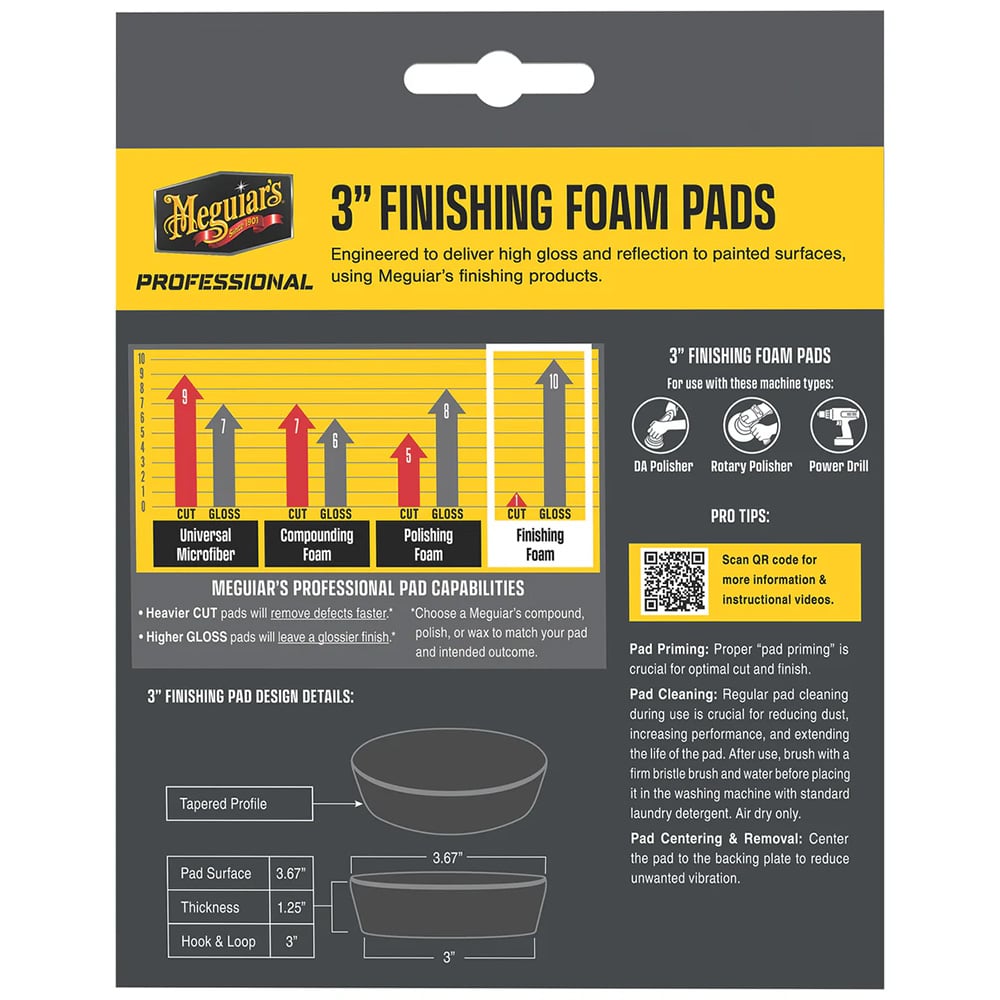 3-inch finishing foam pads packaging front.