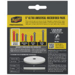 Meguiar's 5-inch microfiber pads packaging with usage details.