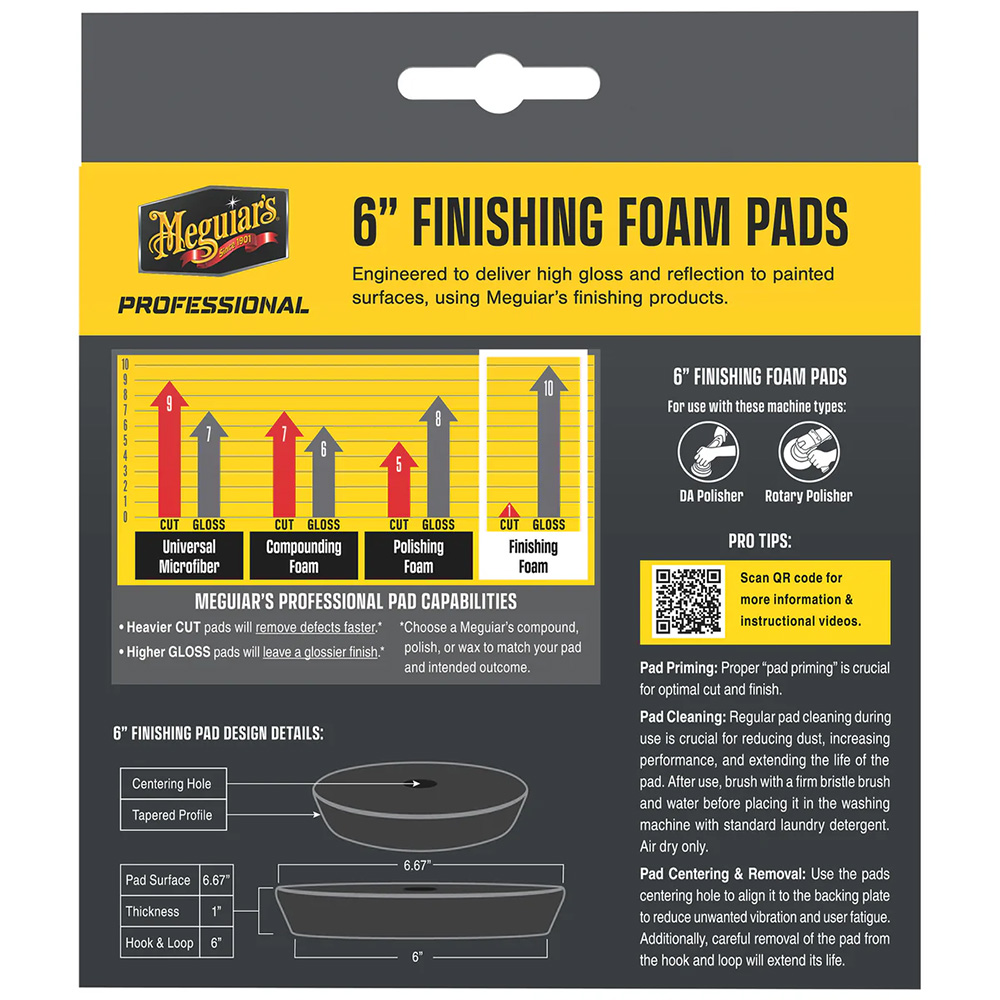 Meguiar's 6-inch professional finishing foam pads packaging.
