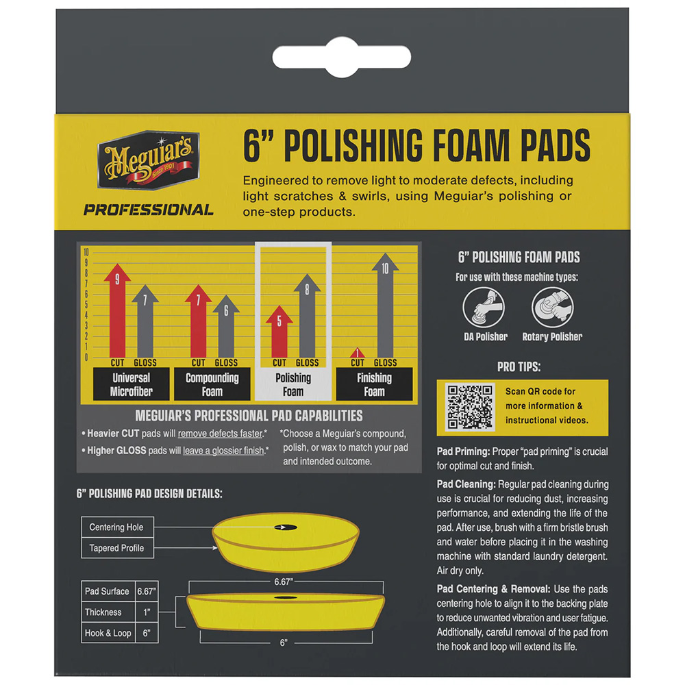 Meguiar's 6-inch polishing foam pads packaging.