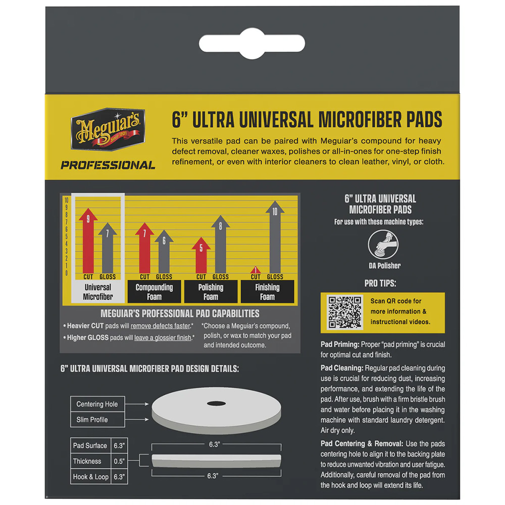 Meguiar's 6-inch universal microfiber pads packaging.