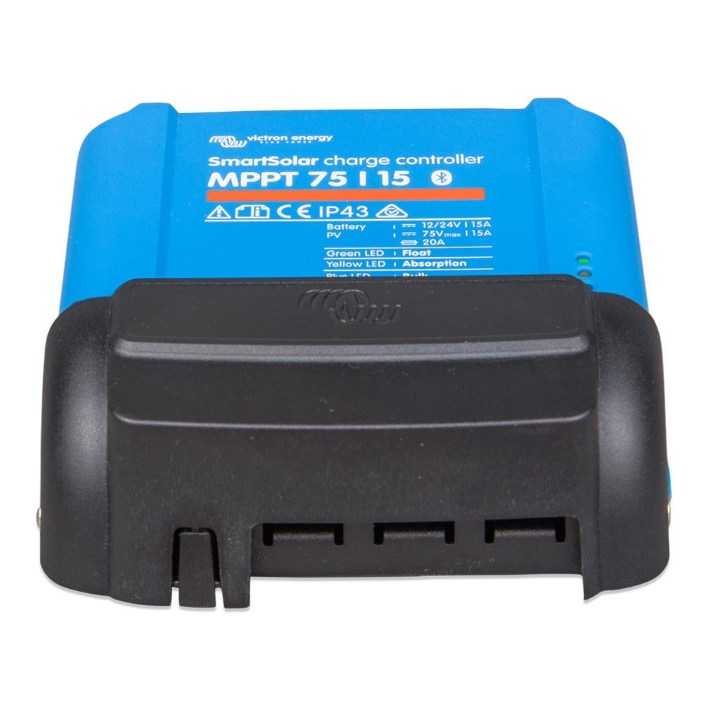 SmartSolar MPPT charge controller, blue and black device.