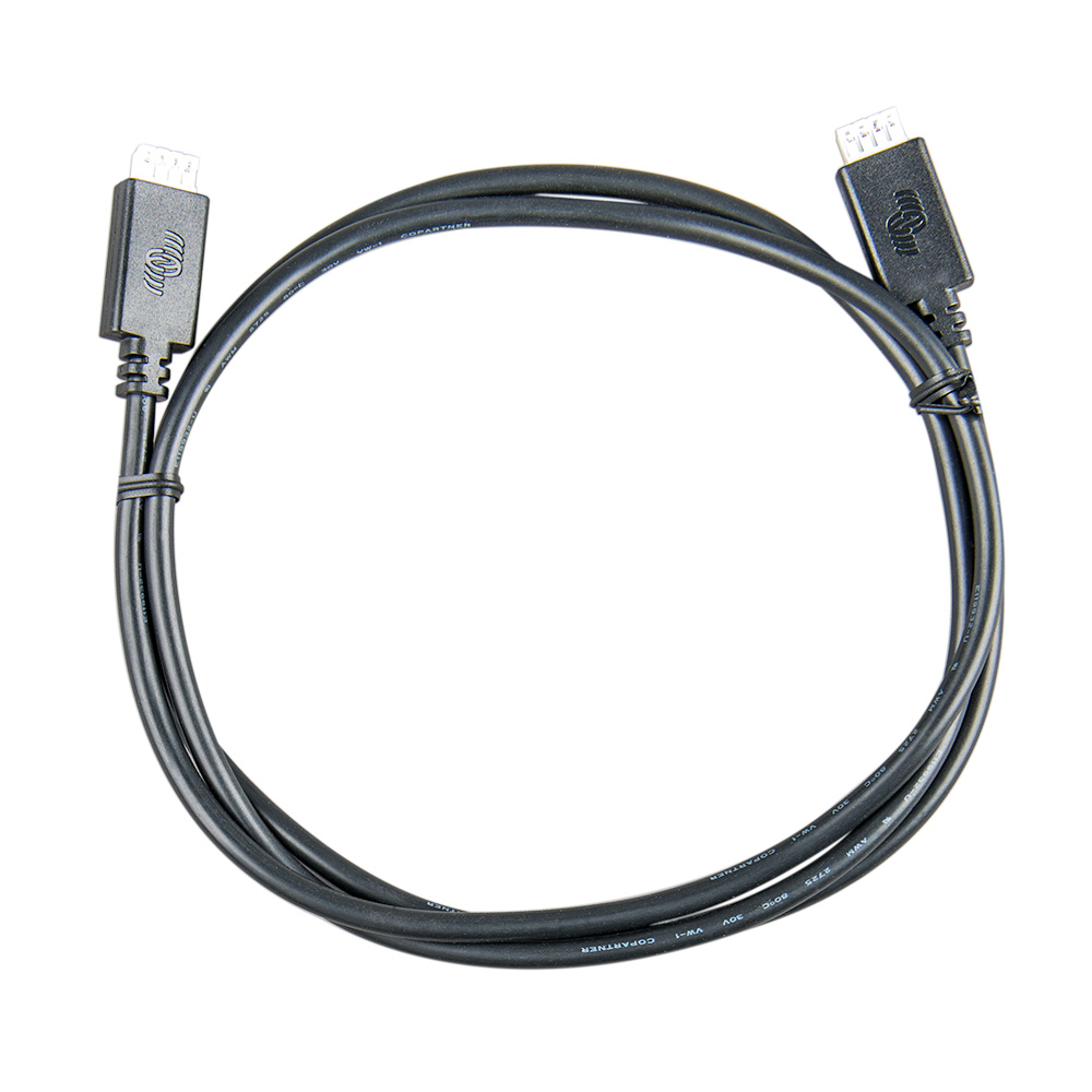 Black HDMI cable on white background.