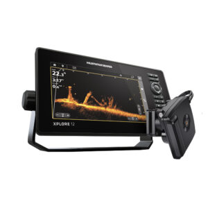 Sonar fish finder display with mounted camera.