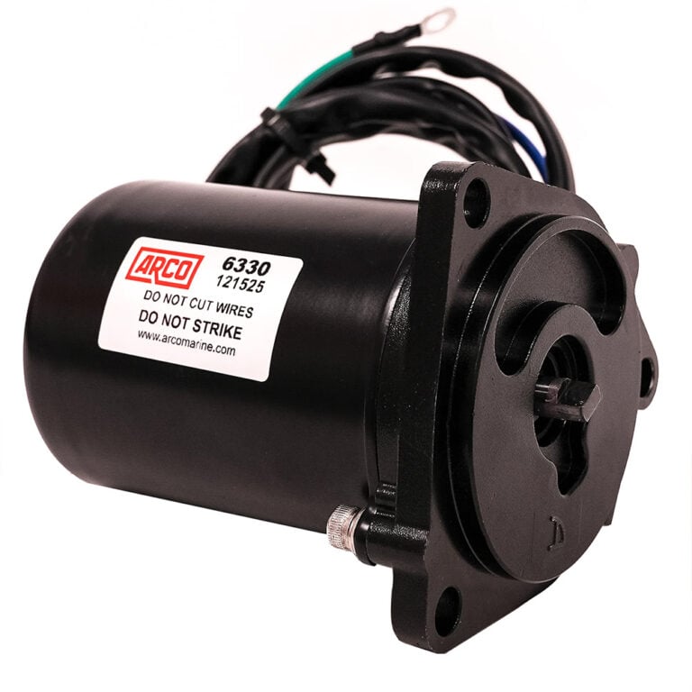 Black electric motor with warning label