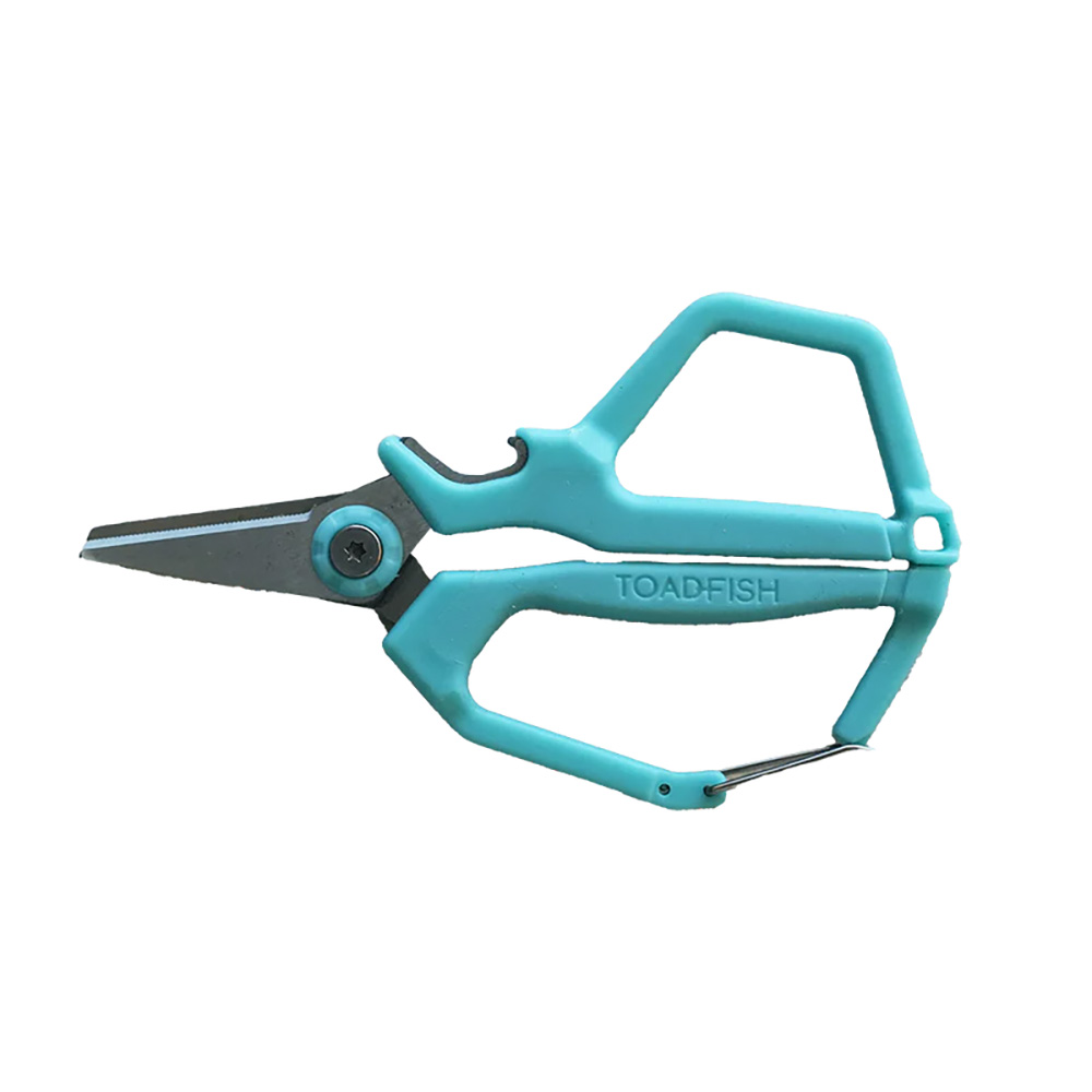 Aqua blue shrimp deveiner tool with scissors