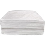 Stack of white napkins for commercial use.