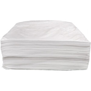 Stack of white napkins for commercial use.