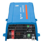 Blue power inverter with control switches.