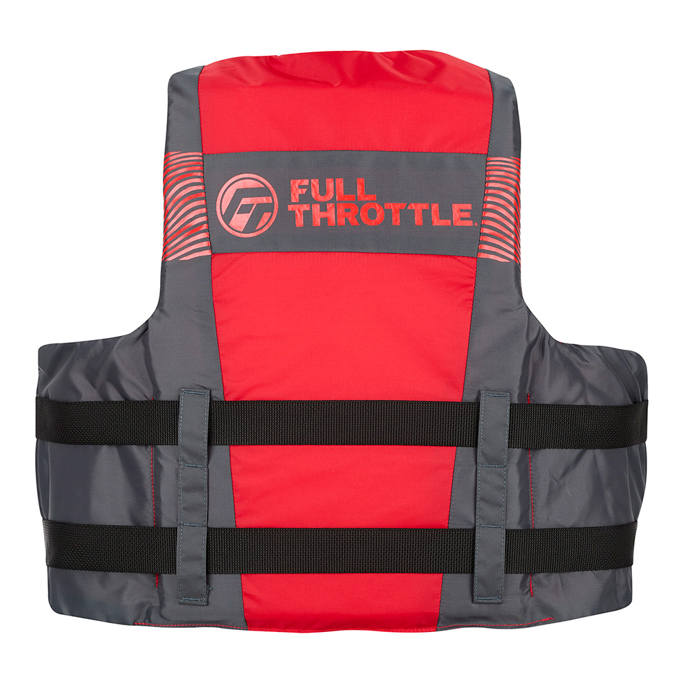 Red safety vest with 'Full Throttle' logo.