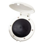 White plastic deck filler cap for water intake