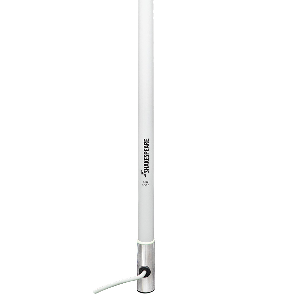 White marine VHF antenna, Shakespeare brand.