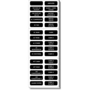 Label sheet for electrical outlets and systems.