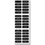 Assorted boat electrical panel labels for switches.