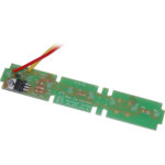 Close-up of a PCB with electronic components.