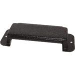 Black metal handle with mounting holes