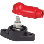 Red battery terminal cover and connector
