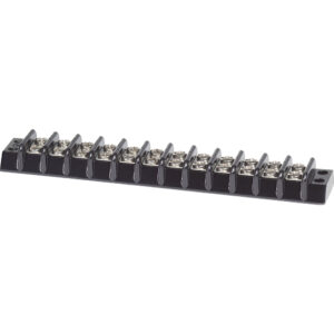 Electrical terminal block with multiple screw connections.
