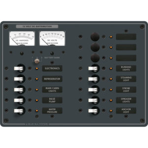 Blue Sea Systems 12 Volt DC distribution panel.
