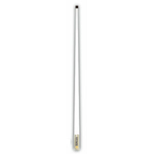 White vertical outdoor antenna for signal reception.