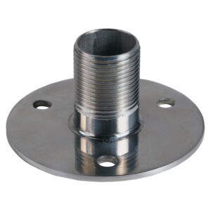 Metal threaded flange with three mounting holes