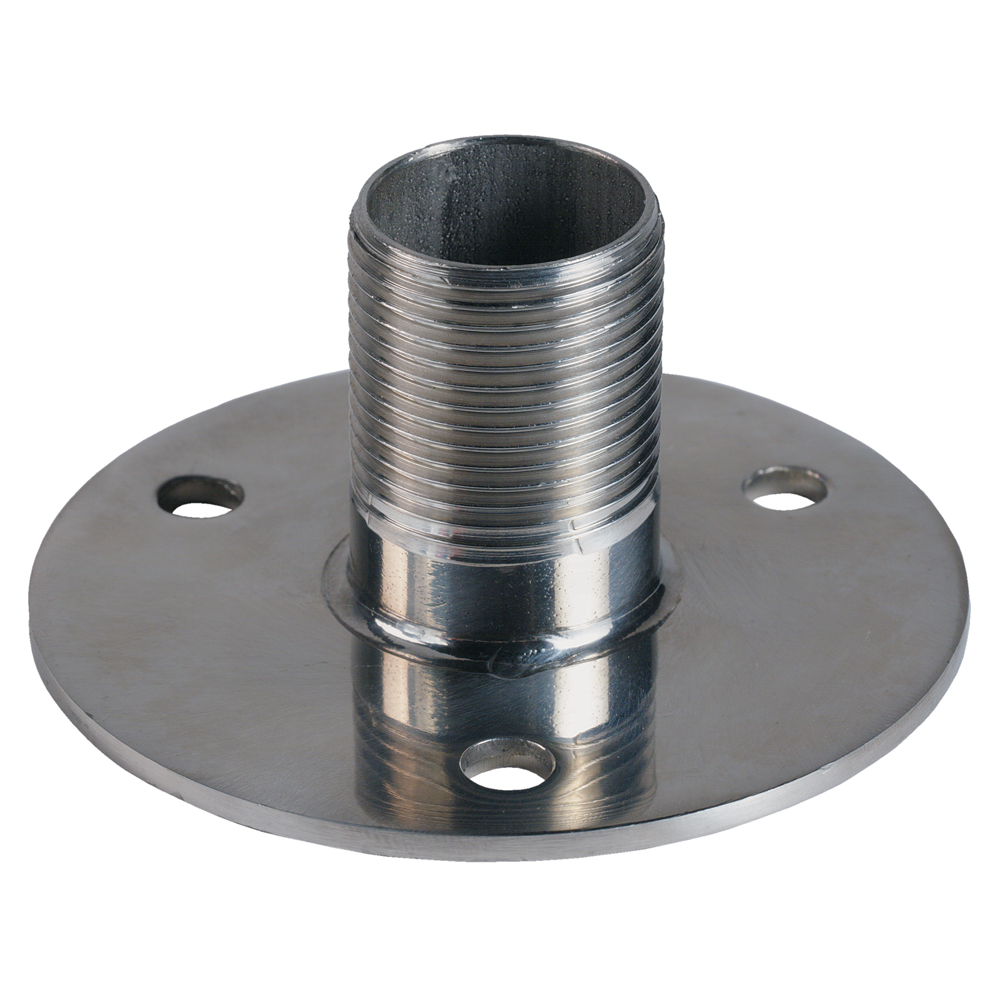 Metal threaded flange with three mounting holes