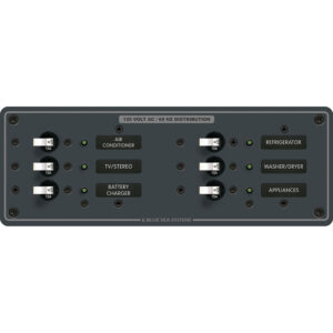 120V AC electrical panel for appliances distribution.