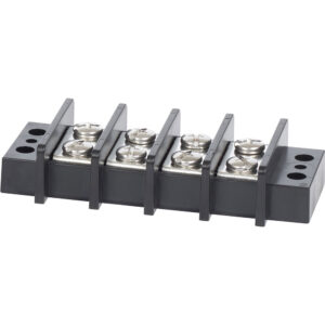 Four-pole electrical terminal block in black