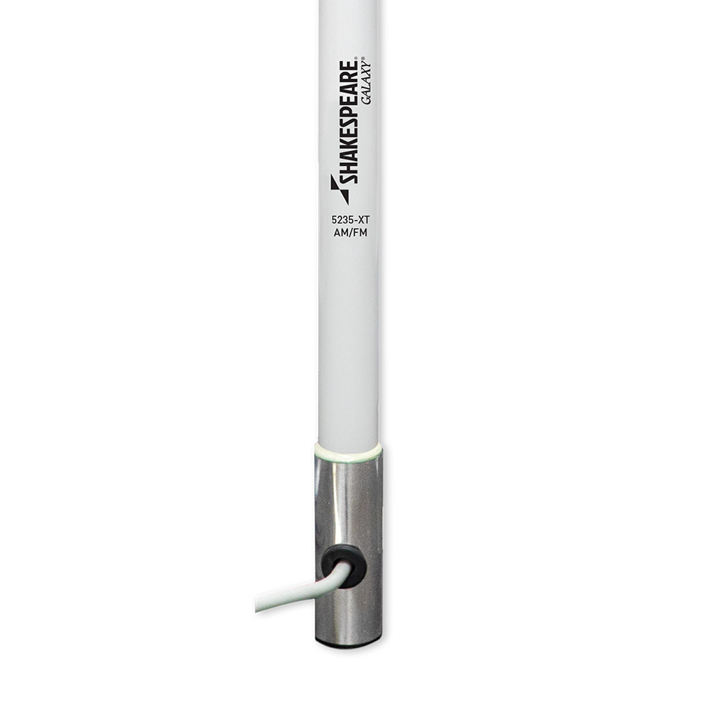 Shakespeare galaxy AM/FM antenna, white with a cable.