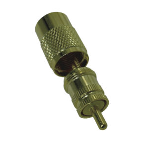 Gold coaxial cable connector, male and female parts