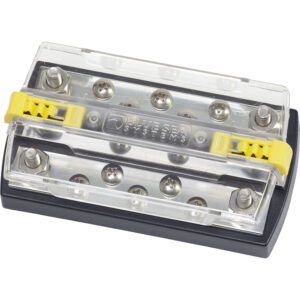 Blue Sea Systems fuse block, transparent cover.