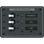 12V DC distribution panel for electronics, VHF, fan.