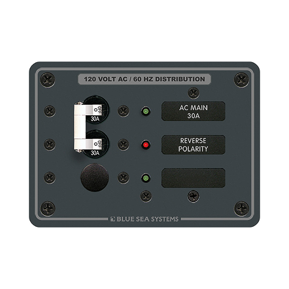 120V AC panel with circuit breakers