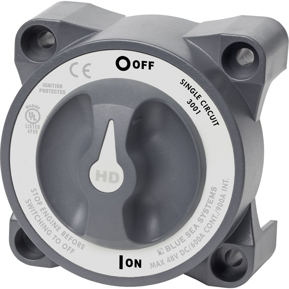 Blue Sea Systems battery switch, single circuit, HD model.