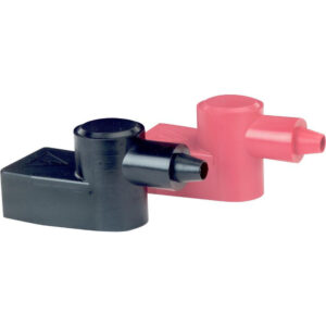 Black and red plastic engine connector caps